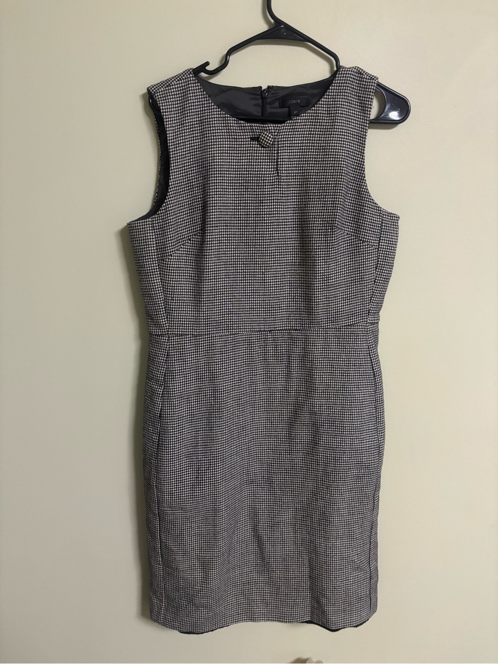 J. Crew Houndstooth Wool Dress Size 12T Sleeveless Button Detail Business Classy